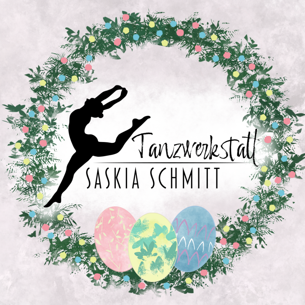 Thematisches Logo der Tanzschule Tanzwerkstatt Saskia Schmitt anlässlich Ostern bzw. Osterferien